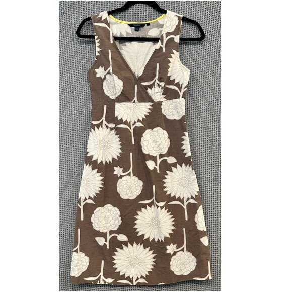 Boden Dresses & Skirts - Boden Brown Cream Floral V-neck A-line Sleeveless Dress 8UK / 4US Casual Summer